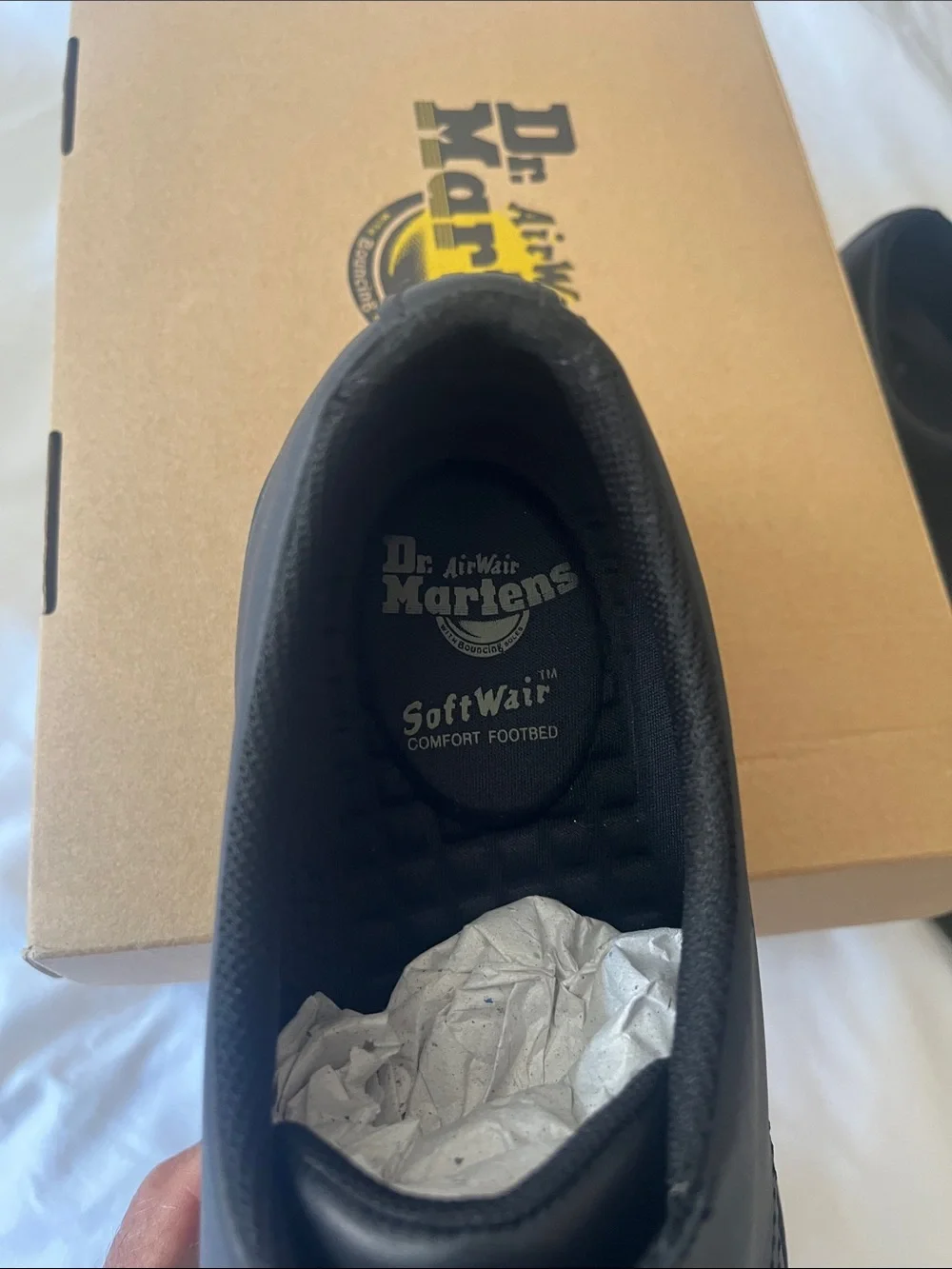 Dr. Martens Black Leather 3-Eye Oxford with Yellow Stitching